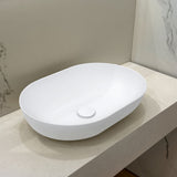 Kaskade Pure Above Counter Oval Stone Basin 500mm Matte White VXA24-OVAL500MW