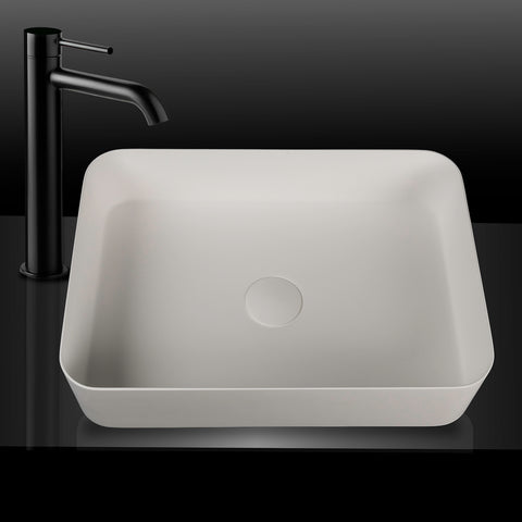 Kaskade Pure Above Counter Rectangular Stone Basin 500mm Matte White VXA25-RECT500MW