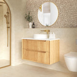 Otti Byron Wall Hung Cabinet Only Fluted 900mm Woodland Oak BYW900L