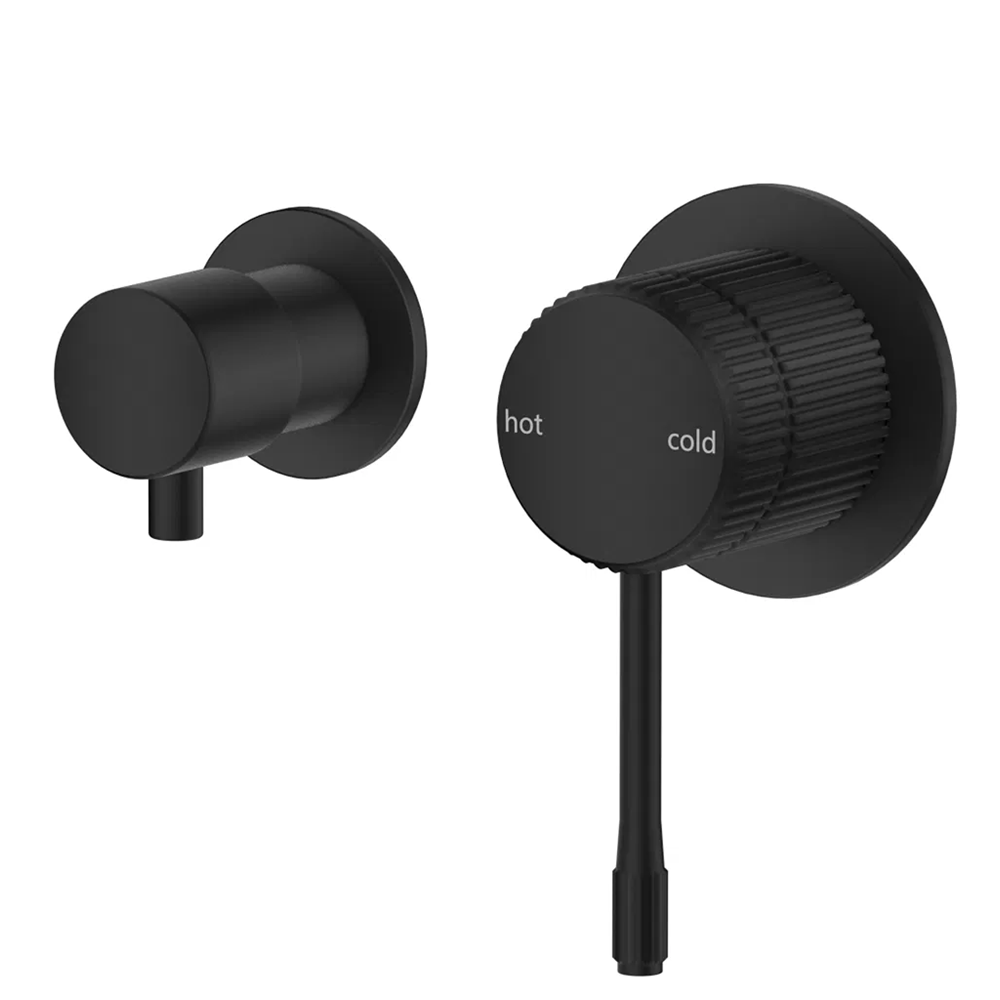 Bella Vista Mica Fluted Shower Mixer Diverter Sideways Black SHM-6-DV-SW-NR-BLK