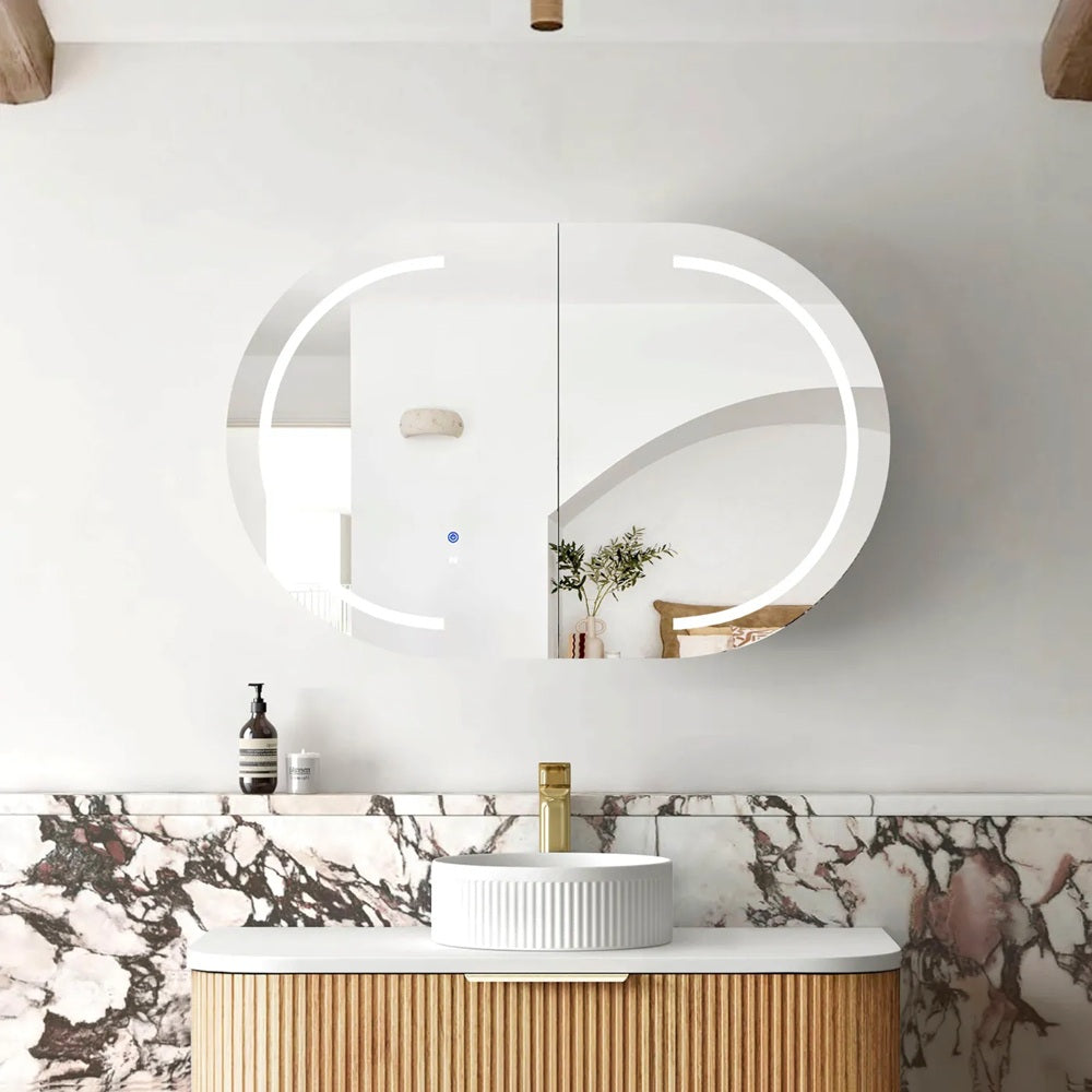 Otti Bondi LED Shaving Cabinet 900x600mm Premium Edition Natural Oak LED-BOSV9060N-VP