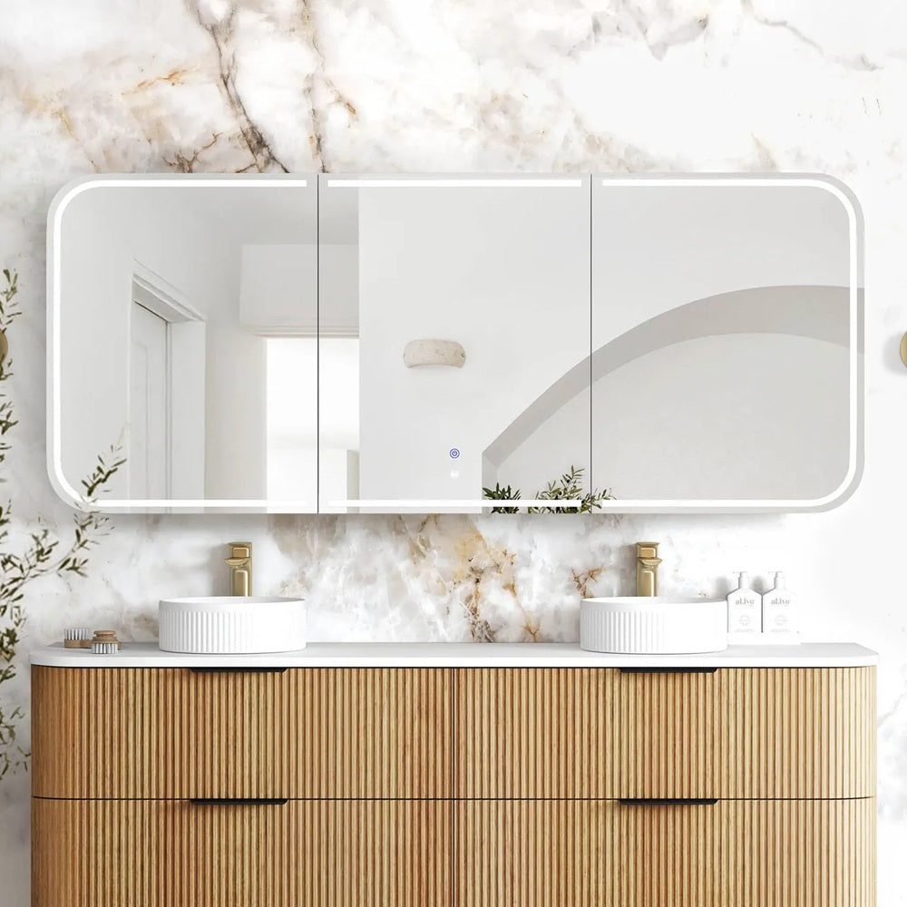 Otti Newport LED Shaving Cabinet 1800x750mm Premium Edition Woodland Oak LED-SSQ1875WL-VP