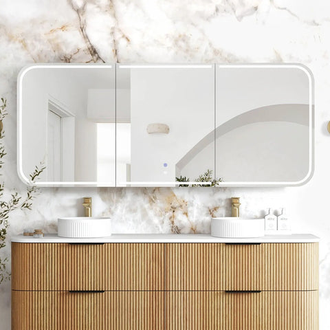 Otti Newport LED Shaving Cabinet 1800x750mm Premium Edition Woodland Oak LED-SSQ1875WL-VP