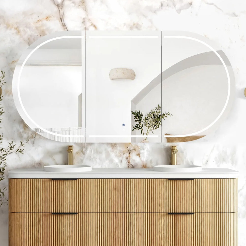 Otti Bondi LED Shaving Cabinet 1800x900mm Premium Edition Woodland Oak LED-BOSV1890WL-VP