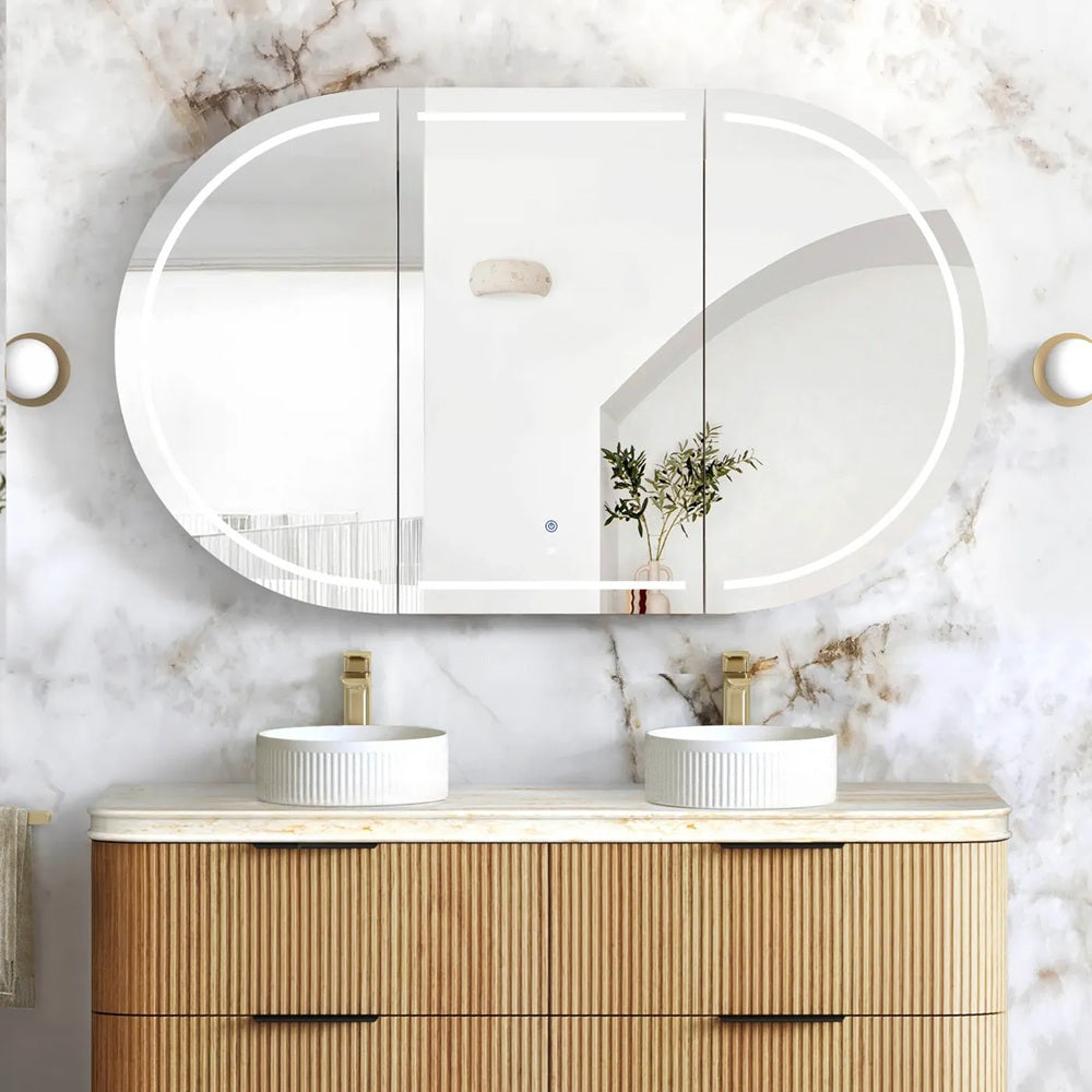 Otti Bondi LED Shaving Cabinet 1500x900mm Premium Edition Woodland Oak LED-BOSV1590WL-VP