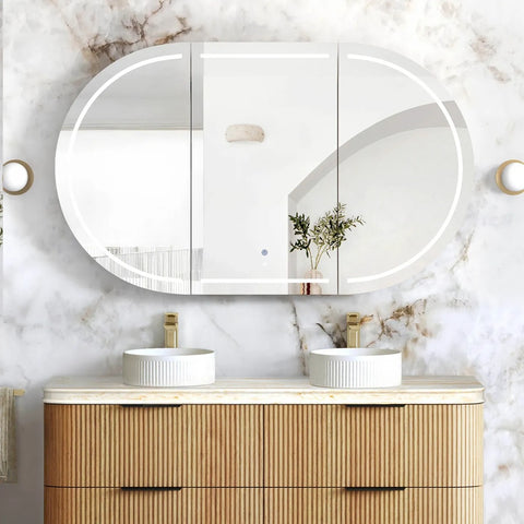 Otti Bondi LED Shaving Cabinet 1500x900mm Premium Edition Woodland Oak LED-BOSV1590WL-VP
