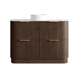 Otti Havana Fluted Freestanding Curve Vanity 1200mm Sable Walnut / Cloudy Carrara Top HAF1200SWST-CA