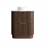 Otti Havana Fluted Freestanding Curve Vanity 750mm Sable Walnut / Pure White Top HAF750SWST-PW