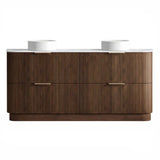 Otti Havana Fluted Freestanding Curve Vanity 1800mm Sable Walnut / Cloudy Carrara Top HAF1800SWST-CA