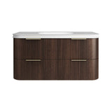 Otti Havana Fluted Wall Hung Curve Vanity 1200mm Sable Walnut / Square Basin Moulded Top HA1200SWMT-SB
