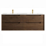 Otti Byron Wall Hung Vanity 1500mm Sable Walnut / White Top BY1500SWCT