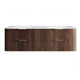 Otti Hanava Curve Fluted Wall Hung Vanity 1800mm Sable Walnut / Chloe Silk Top HA1800SWMT-CS
