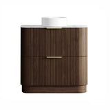 Otti Havana Fluted Freestanding Curve Vanity 900mm Sable Walnut / Cloudy Carrara Top HAF900SWST-CA