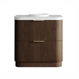 Otti Havana Fluted Freestanding Curve Vanity 900mm Sable Walnut / Round Basin Moulded Top HAF900SWMT-RB