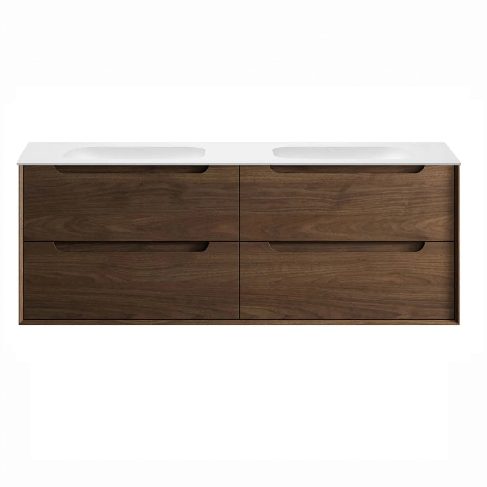 Otti Byron Wall Hung Vanity 1500mm Sable Walnut / Chloe Silk Top BY1500SWMT-CS