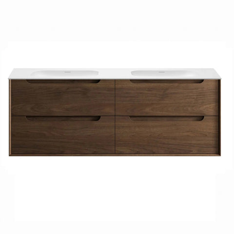 Otti Byron Wall Hung Vanity 1500mm Sable Walnut / Chloe Silk Top BY1500SWMT-CS