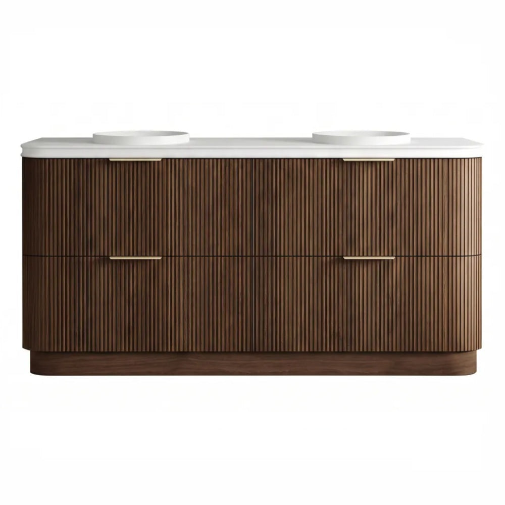 Otti Havana Fluted Freestanding Curve Vanity 1800mm Sable Walnut / Round Basin Moulded Top HAF1800SWMT-RB