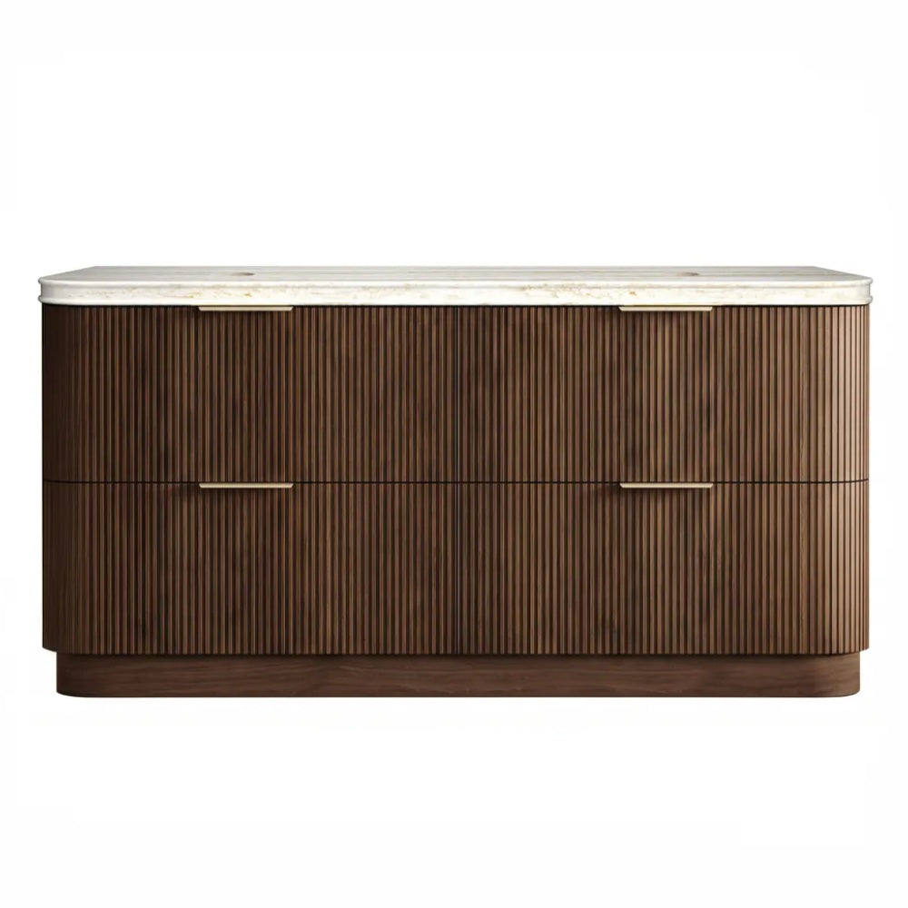 Otti Havana Fluted Freestanding Curve Vanity 1800mm Sable Walnut / Sand Dune Top HAF1800SWST-SD