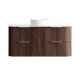 Otti Havana Fluted Wall Hung Curve Vanity 1200mm Sable Walnut / Pure White Top HA1200SWST-PW