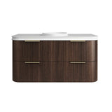 Otti Havana Fluted Wall Hung Curve Vanity 1200mm Sable Walnut / Round Basin Moulded Top HA1200SWMT-RB