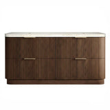 Otti Havana Fluted Freestanding Curve Vanity 1500mm Sable Walnut / Sand Dune Top HAF1500SWST-SD