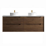 Otti Byron Wall Hung Vanity 1500mm Sable Walnut / Cloudy Carrara Top BY1500SWSTUD-CA