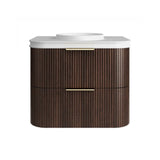 Otti Havana Fluted Wall Hung Curve Vanity 750mm Sable Walnut / Round Basin Moulded Top HA750SWMT-RB