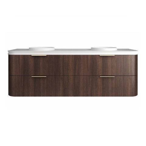 Otti Havana Fluted Wall Hung Curve Vanity 1800mm Sable Walnut / Round Basin Moulded Top HA1800SWMT-RB