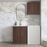 Otti Havana Fluted Mini Laundry Kit 650mm Sable Walnut / Matte White Top LA-650A-HASW-MW