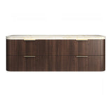 Otti Hanava Curve Fluted Wall Hung Vanity 1800mm Sable Walnut / English Edge 50mm Sand Dune Top HA1800SWST-SD