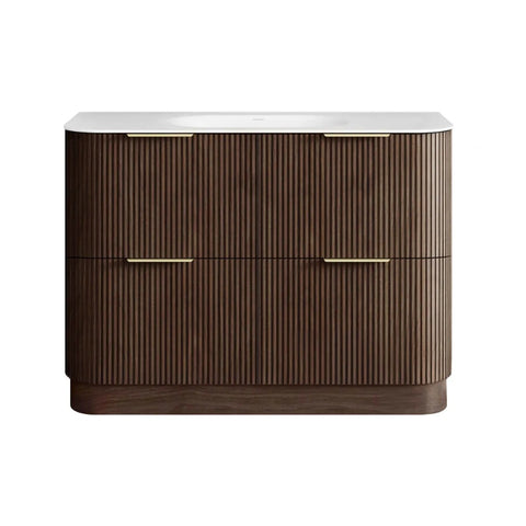 Otti Havana Fluted Freestanding Curve Vanity 1200mm Sable Walnut / Chloe Silk Top HAF1200SWMT-CS