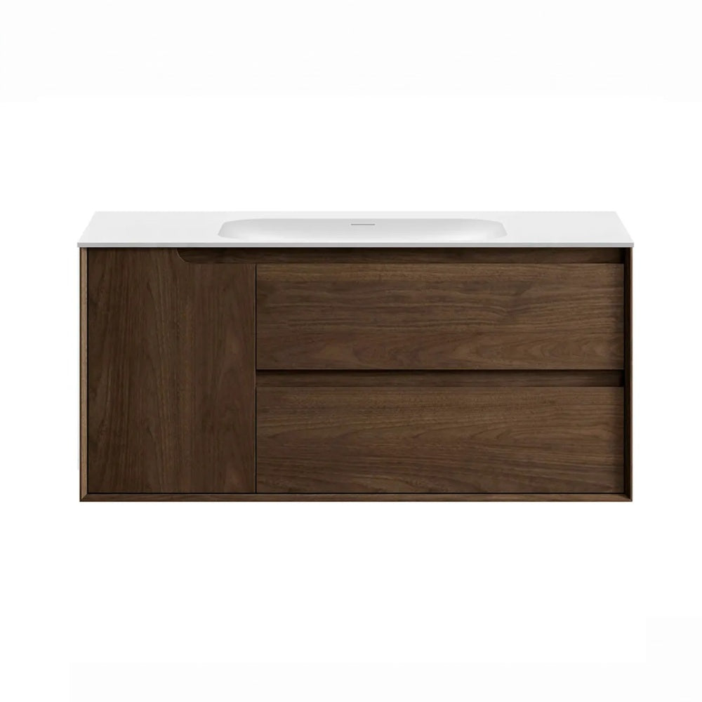 Otti Byron Wall Hung Vanity 1200mm Sable Walnut / Chloe Silk Top BY1200SWMT-CS