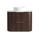 Otti Havana Fluted Wall Hung Curve Vanity 750mm Sable Walnut / Cloudy Carrara Top HA750SWST-CA