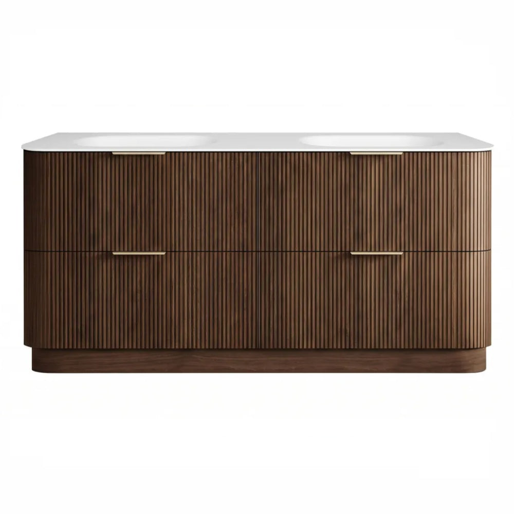 Otti Havana Fluted Freestanding Curve Vanity 1800mm Sable Walnut / Chloe Silk Top HAF1800SWMT-CS