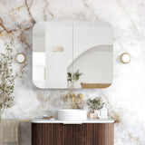 Otti Newport Fluted Shaving Cabinet 900x750mm Sable Walnut SSQ9075SW