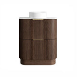 Otti Havana Fluted Freestanding Curve Vanity 750mm Sable Walnut / Cloudy Carrara Top HAF750SWST-CA