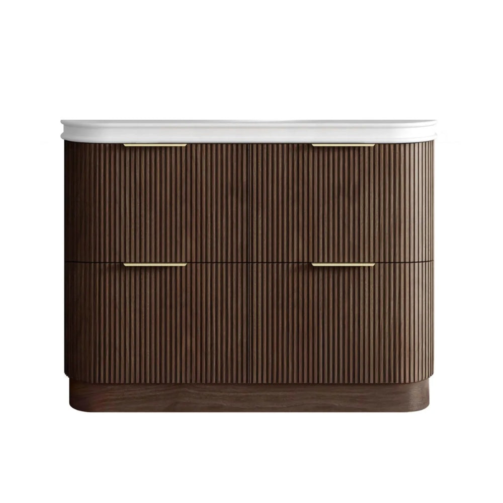 Otti Havana Fluted Freestanding Curve Vanity 1200mm Sable Walnut / Square Basin Moulded Top HAF1200SWMT-SB
