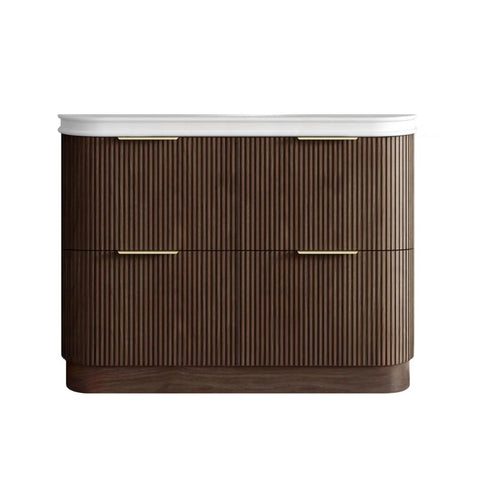 Otti Havana Fluted Freestanding Curve Vanity 1200mm Sable Walnut / Square Basin Moulded Top HAF1200SWMT-SB