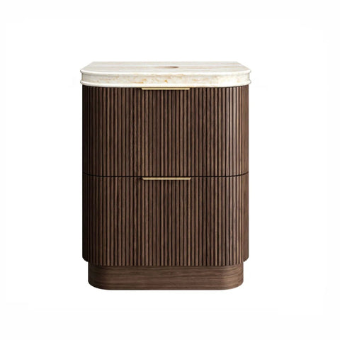 Otti Havana Fluted Freestanding Curve Vanity 750mm Sable Walnut / Sand Dune Top HAF750SWST-SD