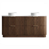 Otti Havana Fluted Freestanding Curve Vanity 1800mm Sable Walnut / Pure White Top HAF1800SWST-PW
