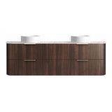 Otti Havana Fluted Wall Hung Curve Vanity 1800mm Sable Walnut / Cloudy Carrara Top HA1800SWST-CA