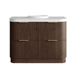 Otti Havana Fluted Freestanding Curve Vanity 1200mm Sable Walnut / Round Basin Moulded Top HAF1200SWMT-RB