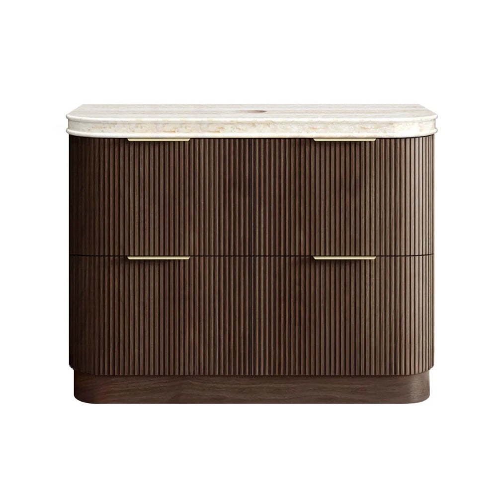 Otti Havana Fluted Freestanding Curve Vanity 1200mm Sable Walnut / Sand Dune Top HAF1200SWST-SD