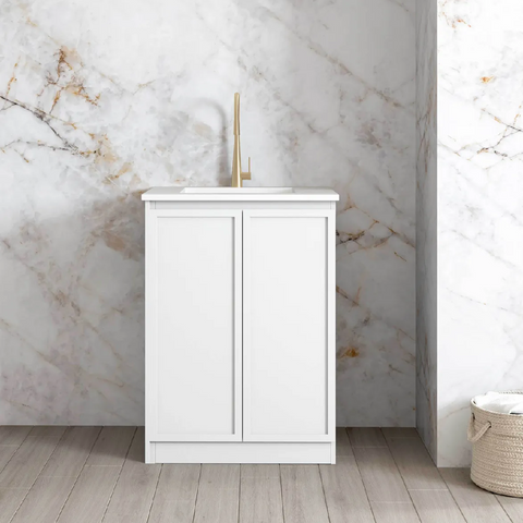 Otti Hampshire Mini Laundry 650mm White / Natural Carrara Marble Top LA-650-BOHW-NCA
