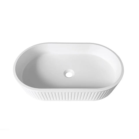 Otti Hudson Concrete Basin Oval 600x350mm Above Counter White OT6035CONW