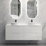 Otti Noosa Wall Hung Vanity 1500mm Satin White w/ Pure White Top NS1500WSTUD-PW