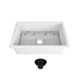 Seima Odessa 760 Ceramic Butler Sink Single Bowl 760x480mm Abovemount/Undermount White Gloss (inc.Blackl Basket Waste & Grid) 192532