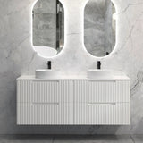 Otti Noosa Wall Hung Vanity 1500mm Satin White w/ Matte White Top NS1500WSTUD-MW