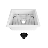 Seima Odessa 610 Ceramic Butler Sink Single Bowl 610x485mm Abovemount/Undermount White Gloss (inc.Black Basket Waste & Grid) 192533