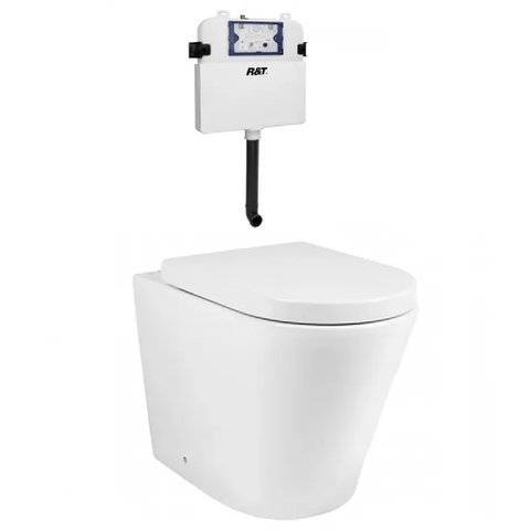 Otti Alzano Wall Faced Rimless Pan w/ Standard Seat & R&T Inwall Cistern (S-trap) White IAWFPRLPK-NP